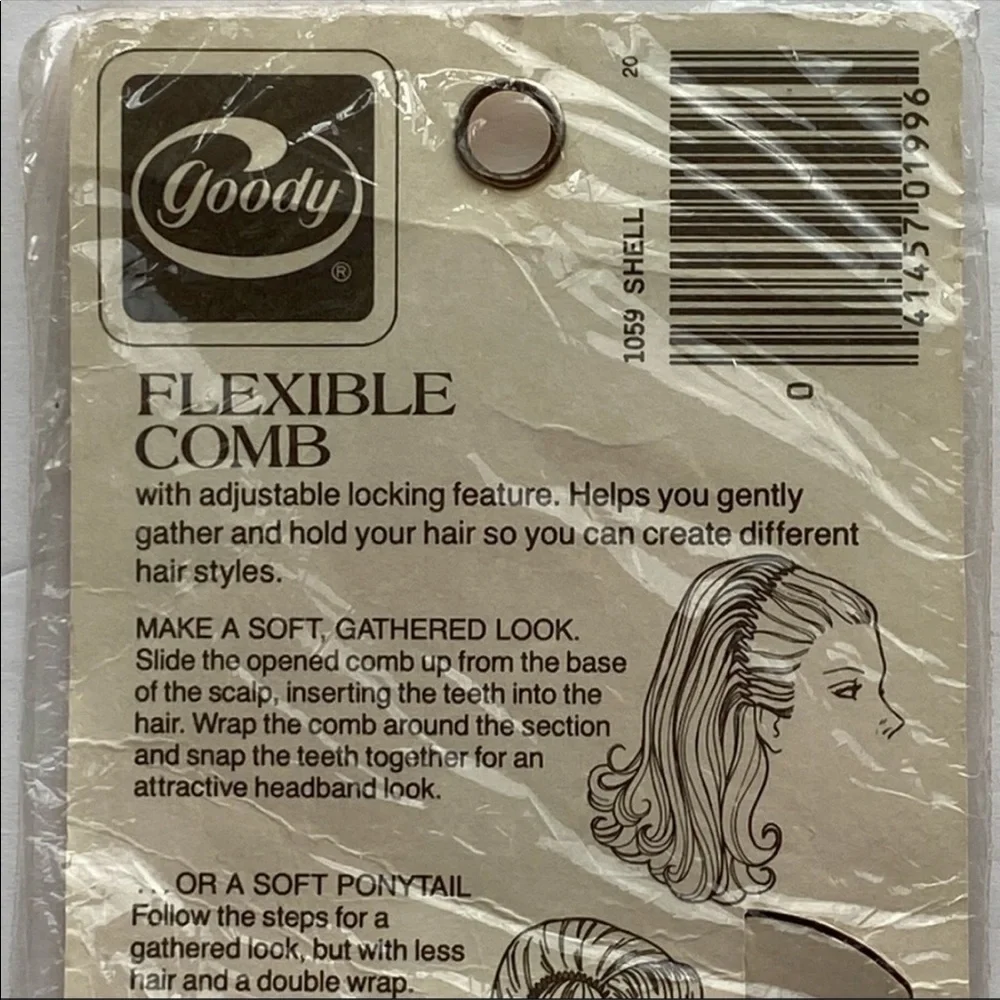 Goody hair accessory vintage 80s brown flexible comb 1059 NOS dead stock